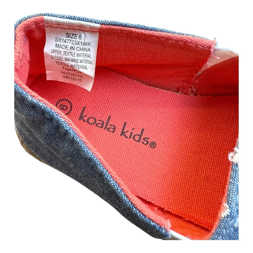 Koala Kids Toddler‎ Girls Denim Floral Embroidered Slip-On Shoes Blue Sz 6